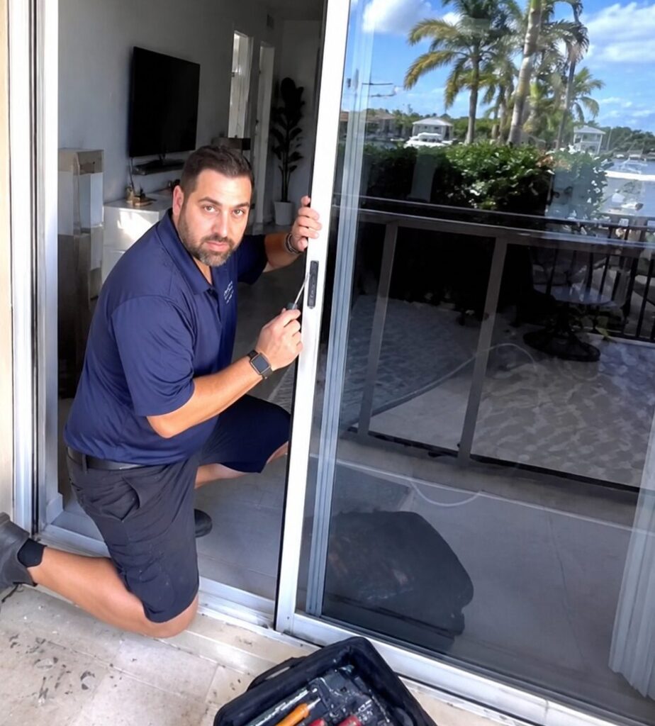 Is your sliding glass door hard to open, stuck, noisy, off track, or impossible to slide smoothly? Sliding Doors Pro provides professional same day sliding door repair in West Palm Beach and throughout Palm Beach County. Florida weather is extremely harsh on sliding glass doors. Constant humidity, salt air, heavy storms, rain, and heat can quickly destroy rollers, damage tracks, corrode locks, and make patio doors difficult to use. Our technicians repair sliding glass doors, patio doors, balcony doors, screen doors, closet doors, and impact sliding doors for homes, waterfront properties, apartments, condos, and commercial buildings across West Palm Beach. Whether you live near CityPlace, Palm Beach Outlets, Downtown West Palm Beach, Flamingo Park, El Cid, Palm Beach Lakes, Northwood, or near I-95, our team provides fast response times and same day service. Call today for a free inspection and experience our One Finger Slide Guarantee.